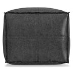 18" Brown Faux Leather Pouf Ottoman