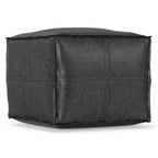 18" Brown Faux Leather Pouf Ottoman
