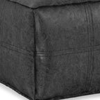 18" Brown Faux Leather Pouf Ottoman