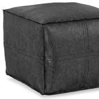18" Brown Faux Leather Pouf Ottoman