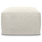 24" Ivory Boucle Pouf Ottoman