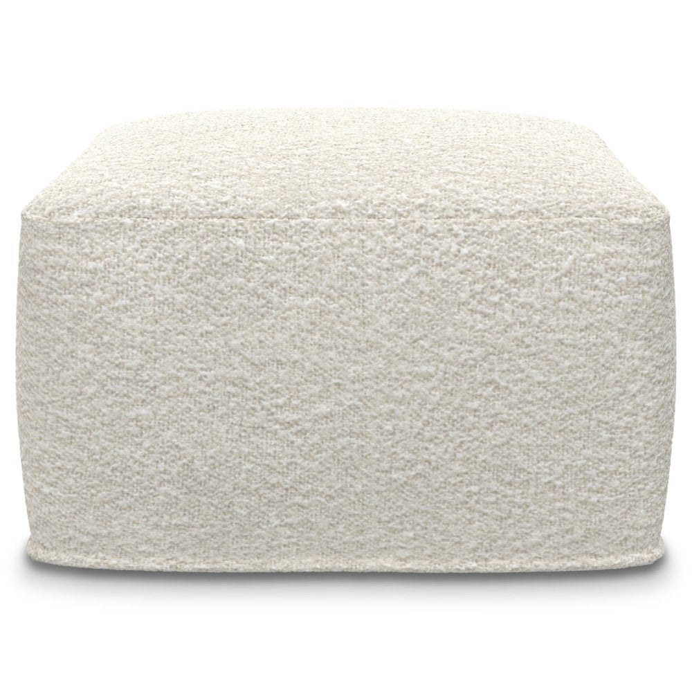 24" Ivory Boucle Pouf Ottoman