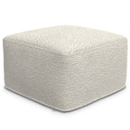 24" Ivory Boucle Pouf Ottoman