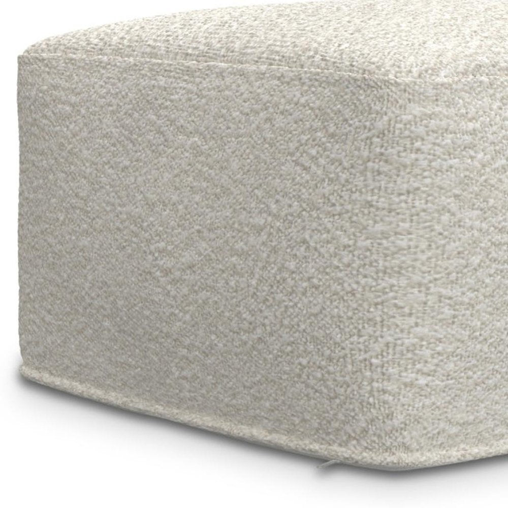24" Ivory Boucle Pouf Ottoman