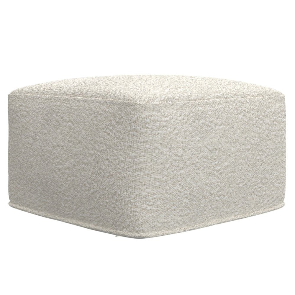 24" Ivory Boucle Pouf Ottoman