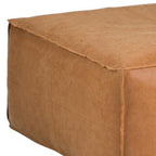 30" Dark Brown Faux Leather Pouf Ottoman