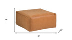 30" Dark Brown Faux Leather Pouf Ottoman