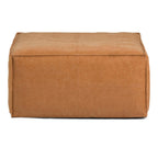 30" Dark Brown Faux Leather Pouf Ottoman