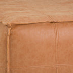 30" Dark Brown Faux Leather Pouf Ottoman