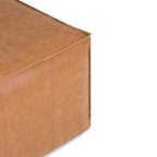 30" Dark Brown Faux Leather Pouf Ottoman