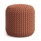 18" Orange Polyester Round Outdoor Pouf Ottoman