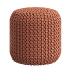 18" Orange Polyester Round Outdoor Pouf Ottoman