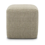 18" Cream Polyester Cube Outdoor Pouf Ottoman