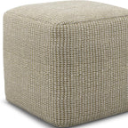 18" Cream Polyester Cube Outdoor Pouf Ottoman