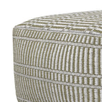 20" Natural And White Polyester Geometric Outdoor Pouf Ottoman