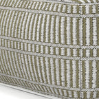 20" Natural And White Polyester Geometric Outdoor Pouf Ottoman