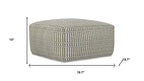 20" Natural And White Polyester Geometric Outdoor Pouf Ottoman