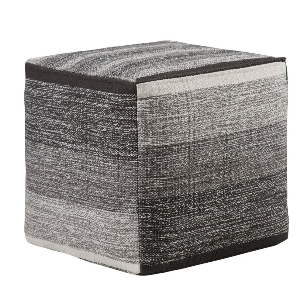 16" Gray Cotton Tone on Tone Cube Pouf Ottoman