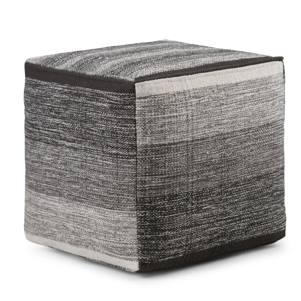 16" Gray Cotton Tone on Tone Cube Pouf Ottoman