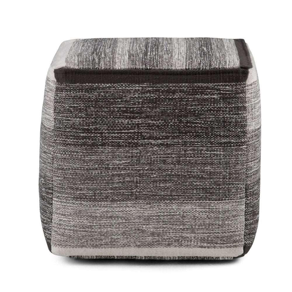 16" Gray Cotton Tone on Tone Cube Pouf Ottoman