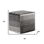 16" Gray Cotton Tone on Tone Cube Pouf Ottoman