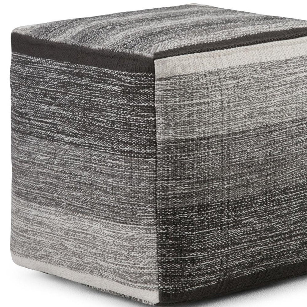16" Gray Cotton Tone on Tone Cube Pouf Ottoman