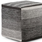 16" Gray Cotton Tone on Tone Cube Pouf Ottoman