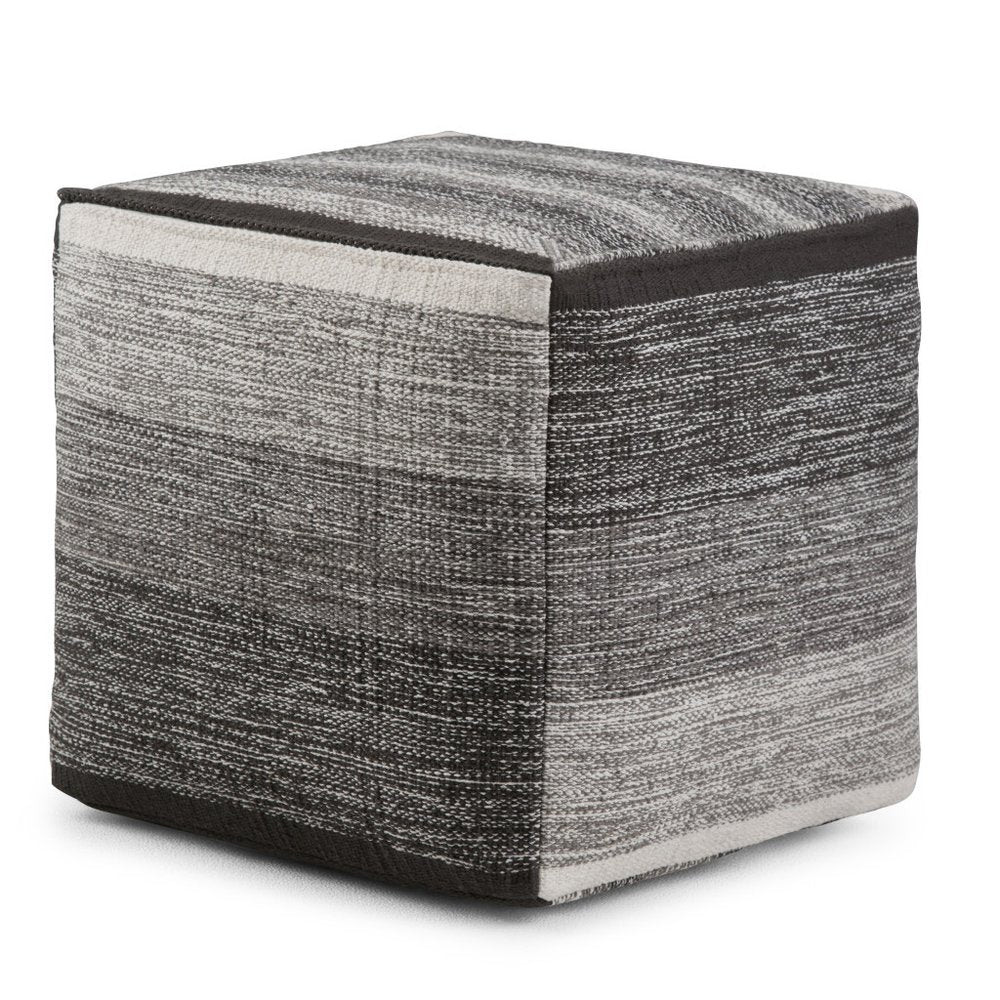 16" Gray Cotton Tone on Tone Cube Pouf Ottoman