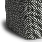 18" Gray And White Polyester Geometric Outdoor Pouf Ottoman