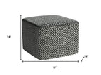 18" Gray And White Polyester Geometric Outdoor Pouf Ottoman