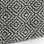 18" Gray And White Polyester Geometric Outdoor Pouf Ottoman