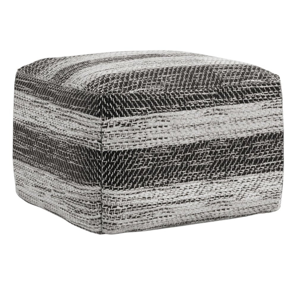 18" Gray Cotton Tone on Tone Pouf Ottoman