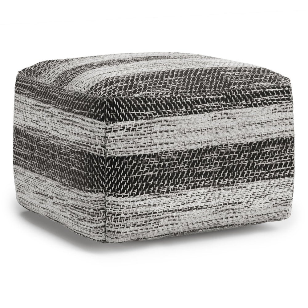18" Gray Cotton Tone on Tone Pouf Ottoman