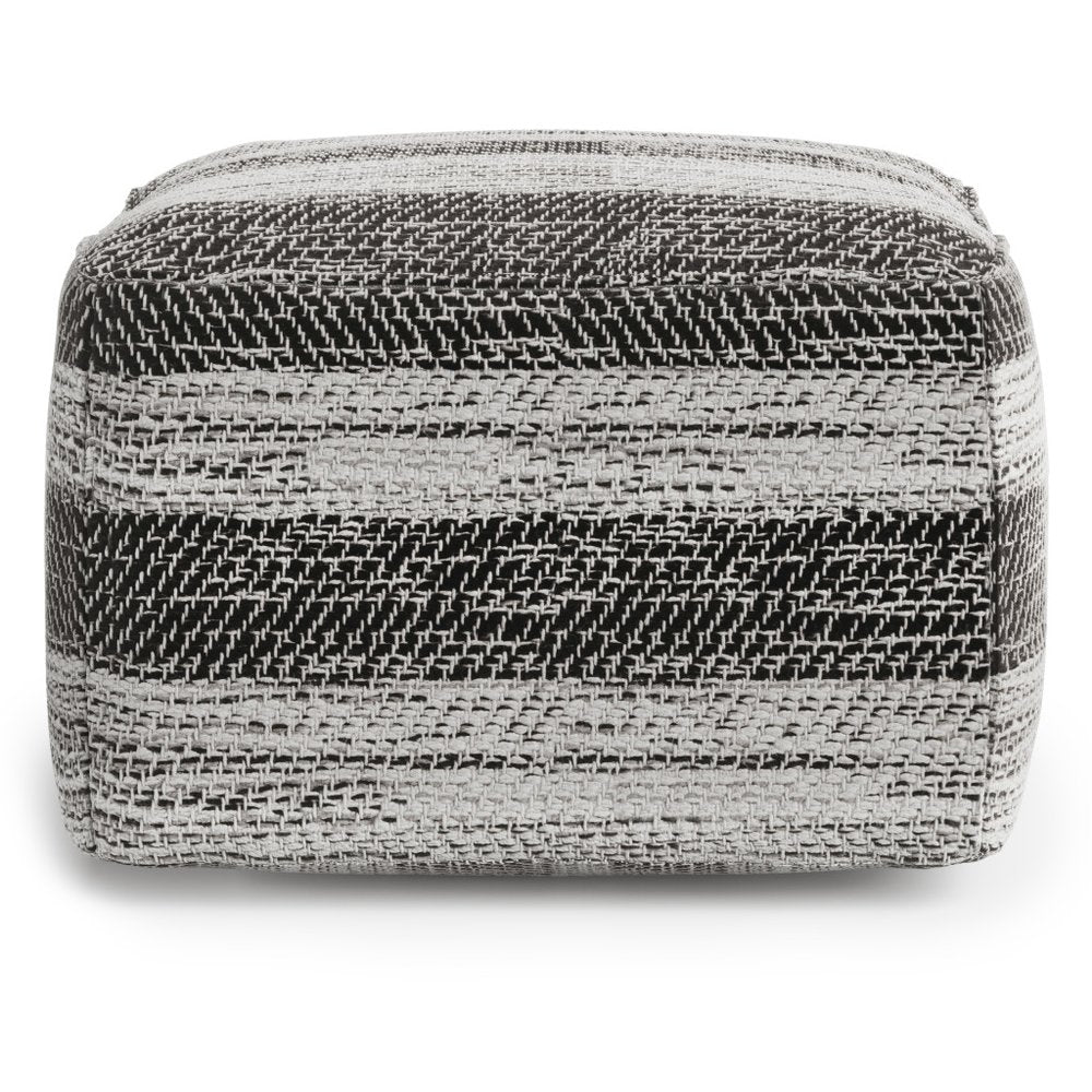 18" Gray Cotton Tone on Tone Pouf Ottoman