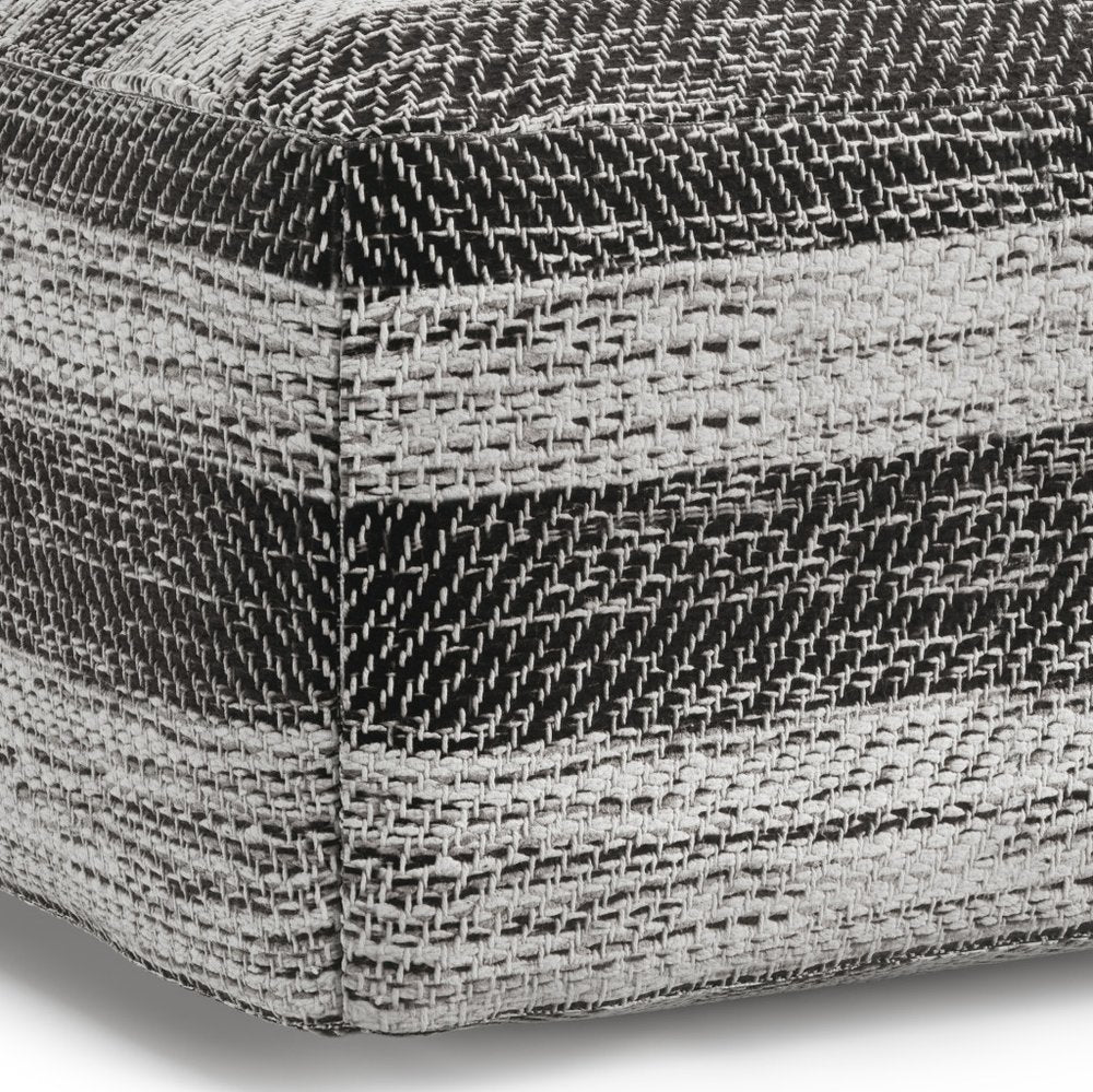 18" Gray Cotton Tone on Tone Pouf Ottoman