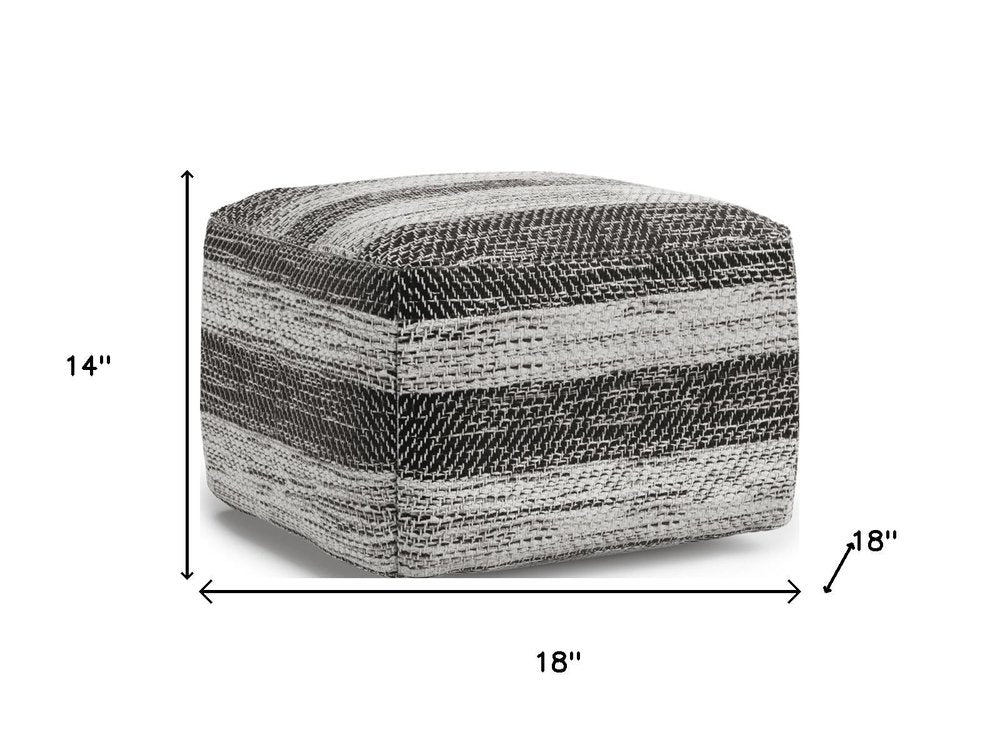 18" Gray Cotton Tone on Tone Pouf Ottoman