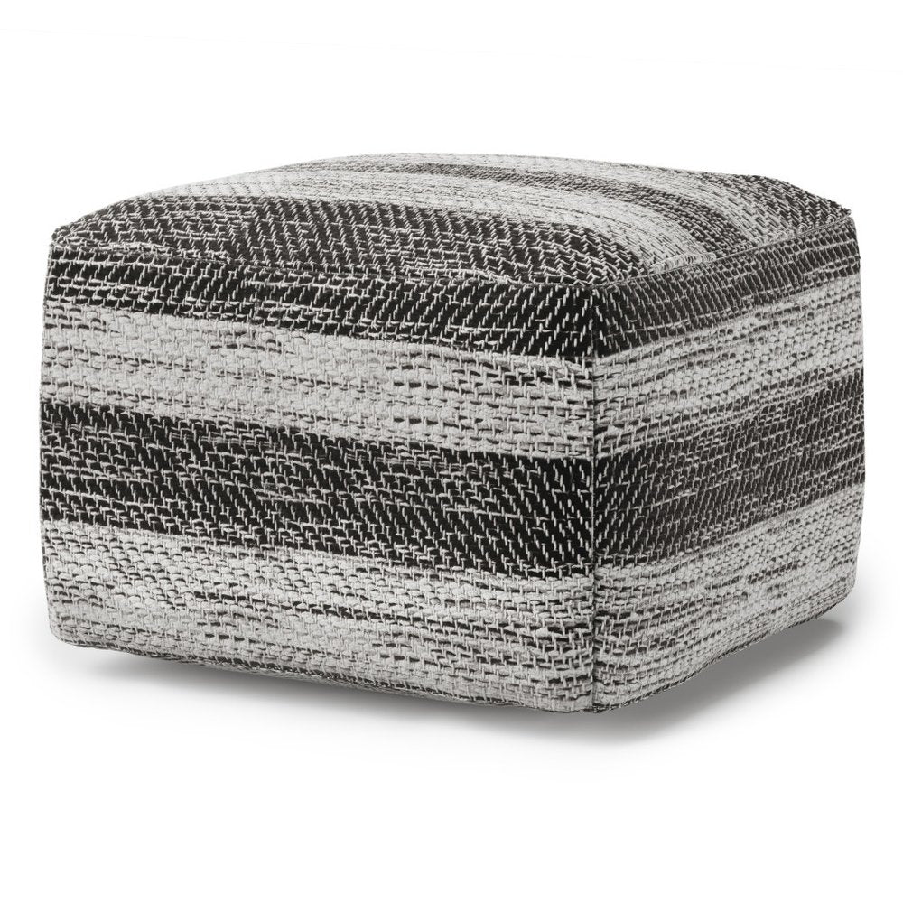 18" Gray Cotton Tone on Tone Pouf Ottoman
