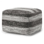 18" Gray Cotton Tone on Tone Pouf Ottoman