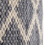 18" Gray Natural and Tan Jute and Cotton Geometric Round Pouf Ottoman