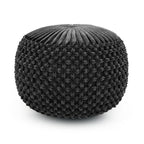 20" Slate Gray Velvet Tufted Round Pouf Ottoman