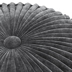 20" Slate Gray Velvet Tufted Round Pouf Ottoman