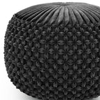 20" Slate Gray Velvet Tufted Round Pouf Ottoman