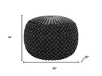 20" Slate Gray Velvet Tufted Round Pouf Ottoman