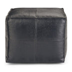 18" Brown Genuine Leather Pouf Ottoman