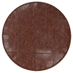 34" Brown Genuine Leather Round Pouf Ottoman