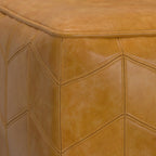18" Brown Genuine Leather Pouf Ottoman