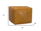18" Brown Genuine Leather Pouf Ottoman