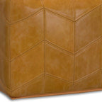 18" Brown Genuine Leather Pouf Ottoman