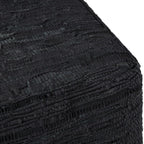 18" Dark Blue Genuine Leather Pouf Ottoman