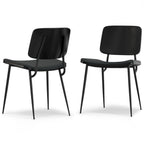 Set of Two Black Faux Leather And Solid Wood Dining Side Chairs